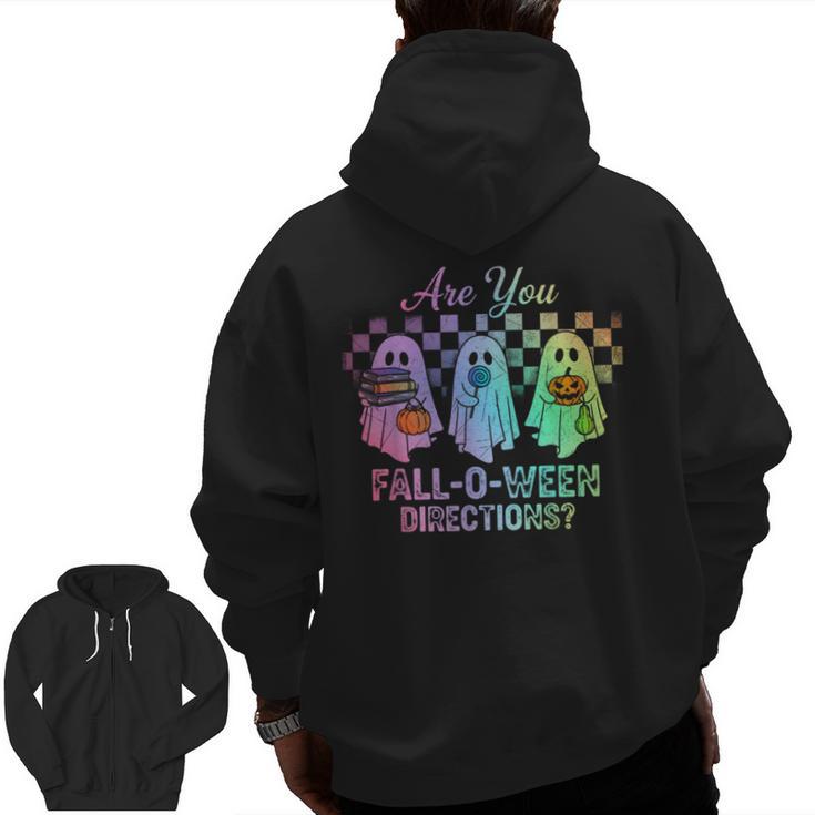 Vintage Are You Fall O Ween Directions Teacher Halloween Men Zip Up Hoodie Back Print