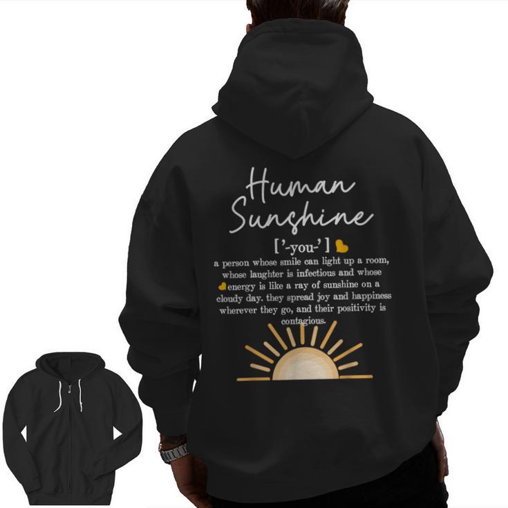 Vintage Human Sunshine Definition Teachers Mom Boss Women Men Zip Up Hoodie Back Print