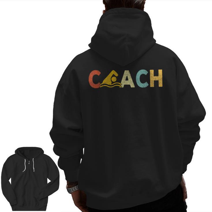 Vintage Swim Coach Swimming Coach Swim Teacher Swimmer Retro Men Zip Up Hoodie Back Print