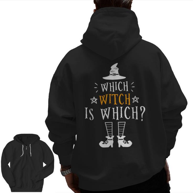 Which Witch Is Which Halloween Grammar Teacher Costume Men Zip Up Hoodie Back Print