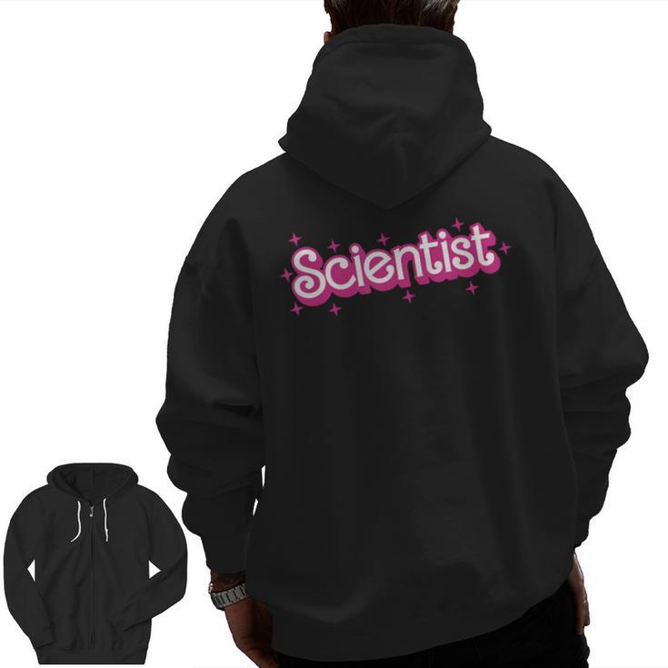 Women Retro Pink Scientist Science Teacher Back To School Men Zip Up Hoodie Back Print