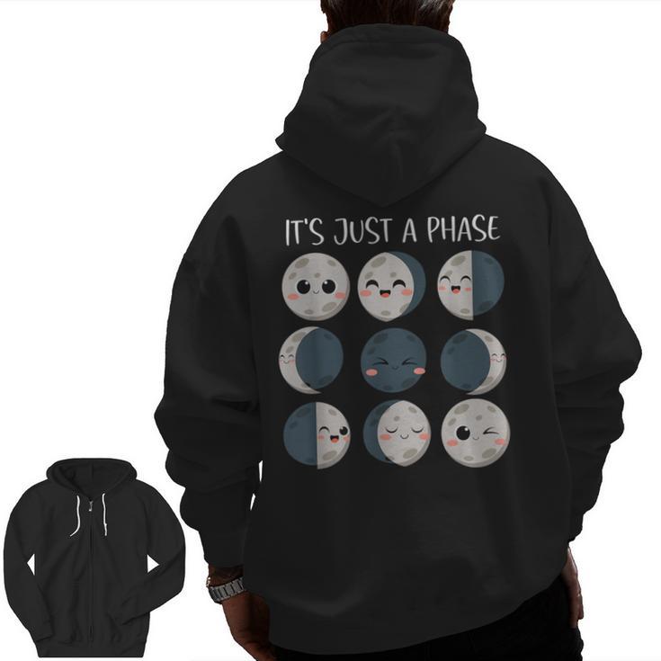 Women Science Teacher Moon Phases Scientist Back To School Men Zip Up Hoodie Back Print