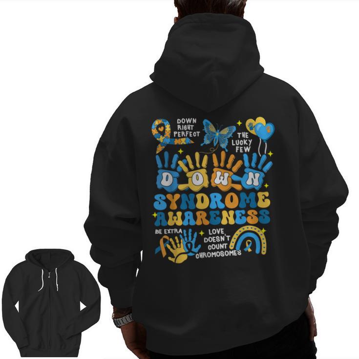 World Down Syndrome Day Awareness T21 Teacher Women Men Kids Men Zip Up Hoodie Back Print