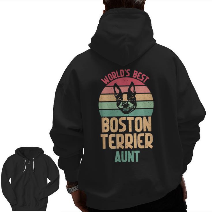 Worlds Best Boston Terrier Aunt Men Zip Up Hoodie Back Print