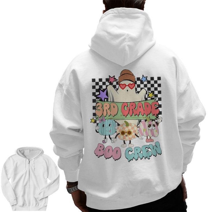 3rd Grade Boo Crew Third Grade Halloween Costume Teacher Kid Men Zip Up Hoodie Back Print