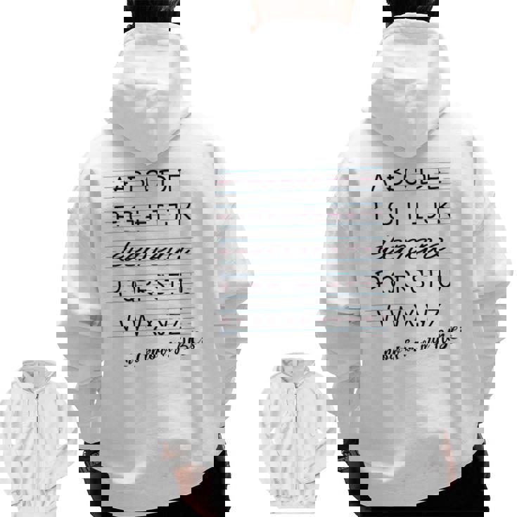 ABC Elemeno Shirt Alphabet Kindergarten Preschool Teacher Men Zip Up Hoodie Back Print