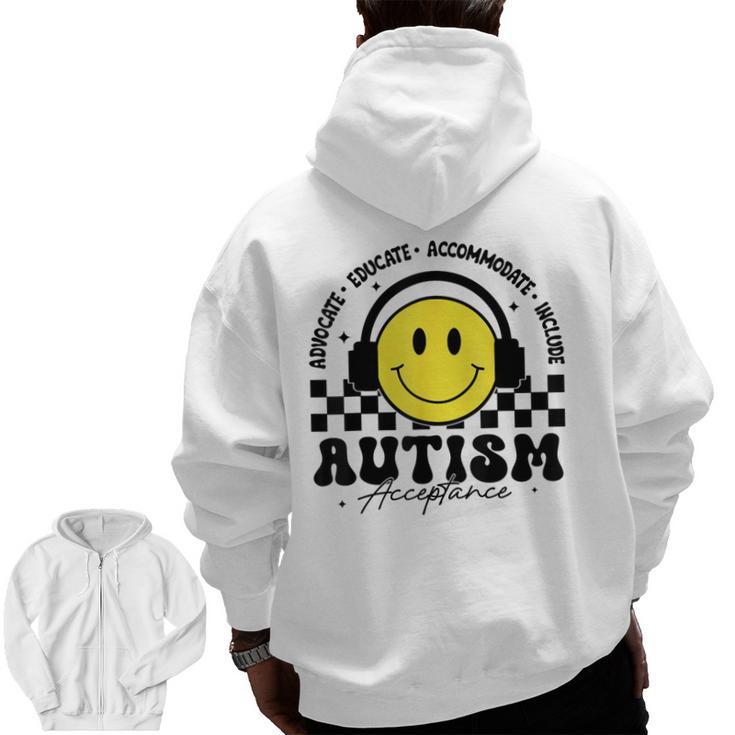 Autism Awareness Acceptance Special Education Teacher Kids Men Zip Up Hoodie Back Print