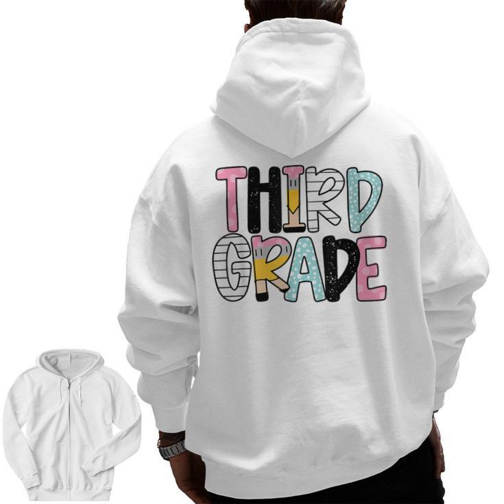 Back To School Third Grade Teacher First Day Of 3rd Grade Men Zip Up Hoodie Back Print