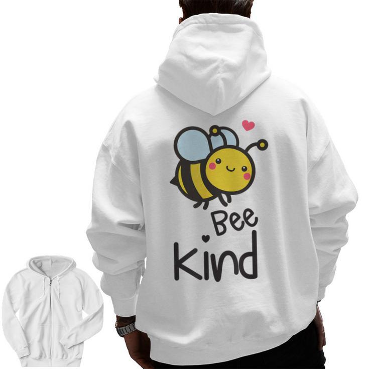 Bee Kind Bumble Bee Anti Bullying Teacher Kindness Matters Men Zip Up Hoodie Back Print