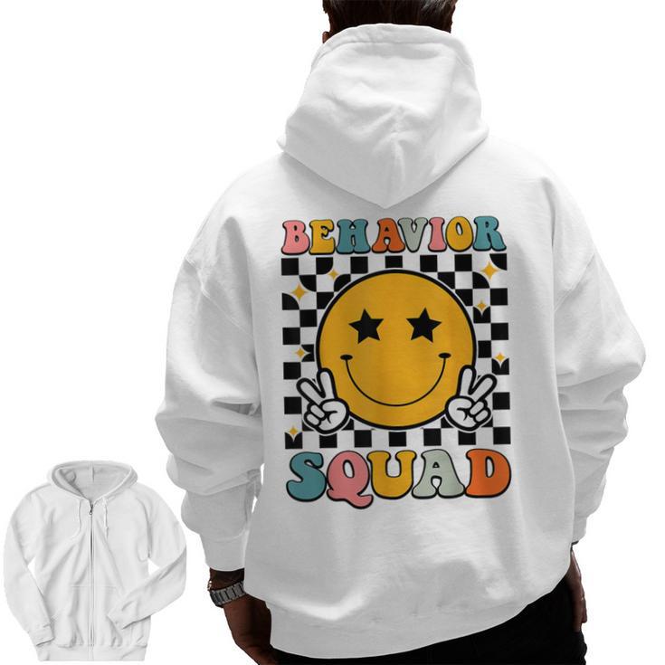 Behavior Squad Specialist Analyst Behavior Teacher Retro Men Zip Up Hoodie Back Print