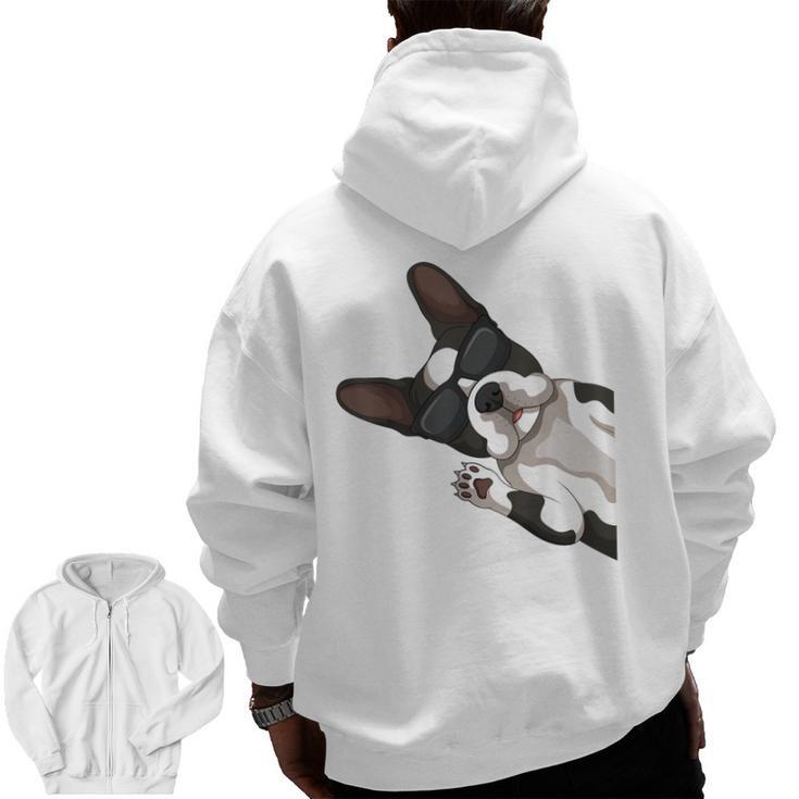 Boston Terrier Bostie Dog Kids Men Men Zip Up Hoodie Back Print