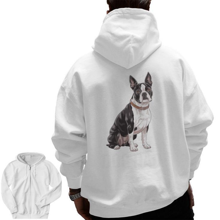Boston Terrier Dog Dad Boston Terrier Dog Lovers Men Zip Up Hoodie Back Print