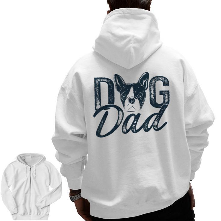 Boston Terrier Dog Dad Men Zip Up Hoodie Back Print