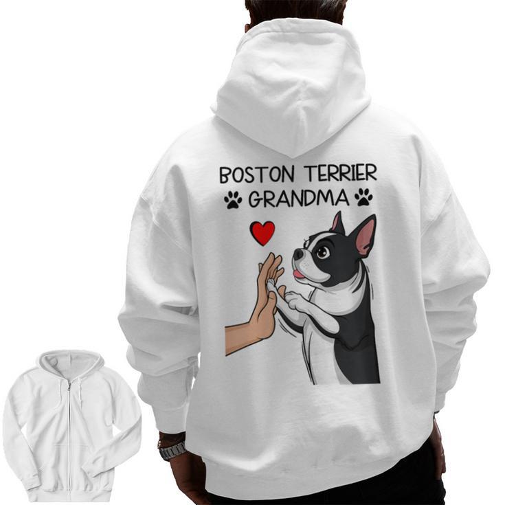 Boston Terrier Grandma Mother's Day Dog Mom Men Zip Up Hoodie Back Print