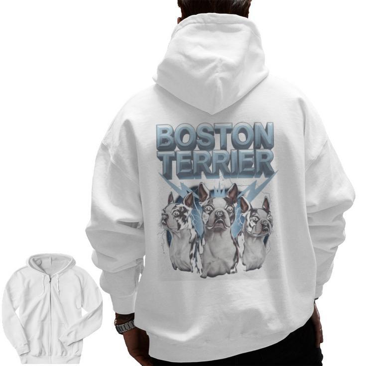 Boston Terrier Men Zip Up Hoodie Back Print