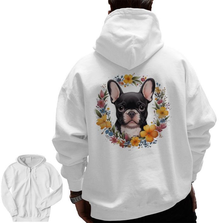 Boston Terrier Mom Floral Bostie Dog Lover Flowers Cute Men Zip Up Hoodie Back Print