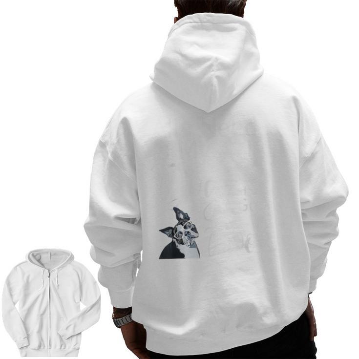 Boston Terrier Reading Books Love My Dog Men Women Kids T-Shirt Men Zip Up Hoodie Back Print