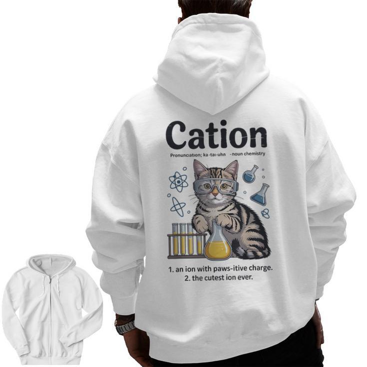 Cation Shirt Cat Science Chemistry Teacher Chemist Pun Men Zip Up Hoodie Back Print