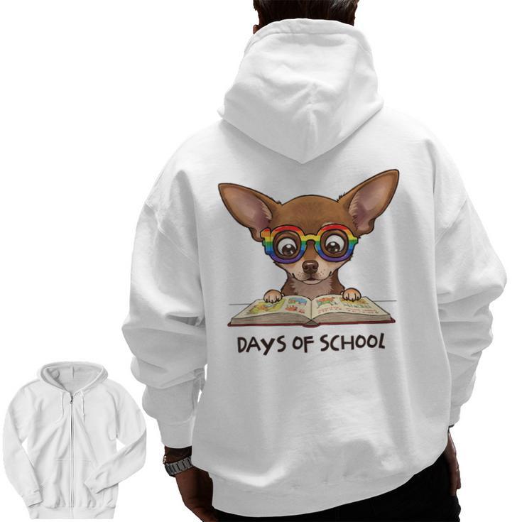Chihuahua 100 Days Of School Rainbow Glasses Teacher Men Zip Up Hoodie Back Print