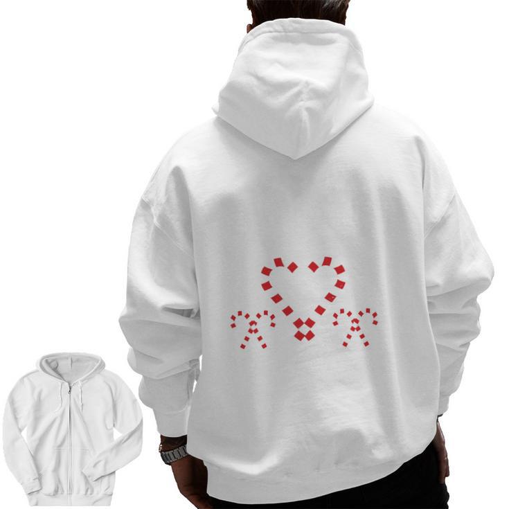 Christmas Candy Cane Work Of Heart Fourth 4th Grade Teacher Men Zip Up Hoodie Back Print