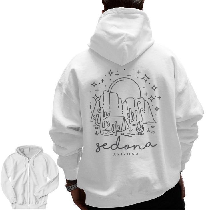 Cool Vintage Cactus Sedona Arizona Camping Souvenir Men Zip Up Hoodie Back Print