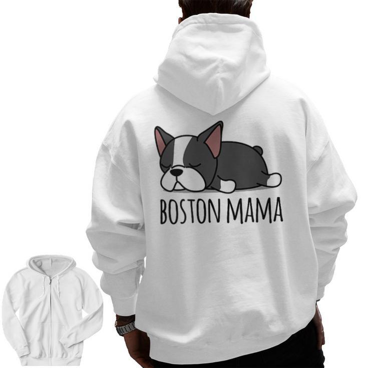 Cute Boston Terrier Boston Mama Men Zip Up Hoodie Back Print