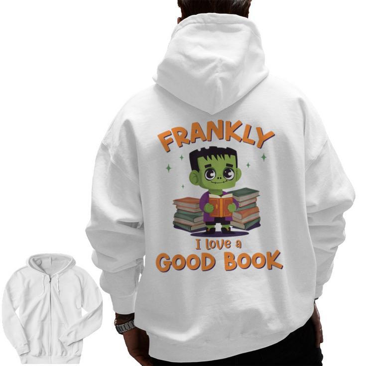Cute Halloween Teacher Librarian Frankenstein Reading Books Men Zip Up Hoodie Back Print