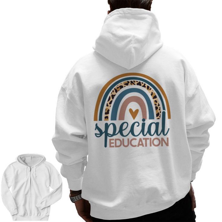 Cute Special Education Leopard Print SPED Teacher Idea Men Zip Up Hoodie Back Print