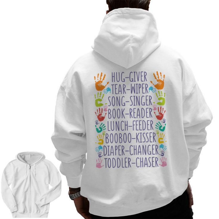 Daycare Provider Daycare Teacher Childcare Provider Men Zip Up Hoodie Back Print