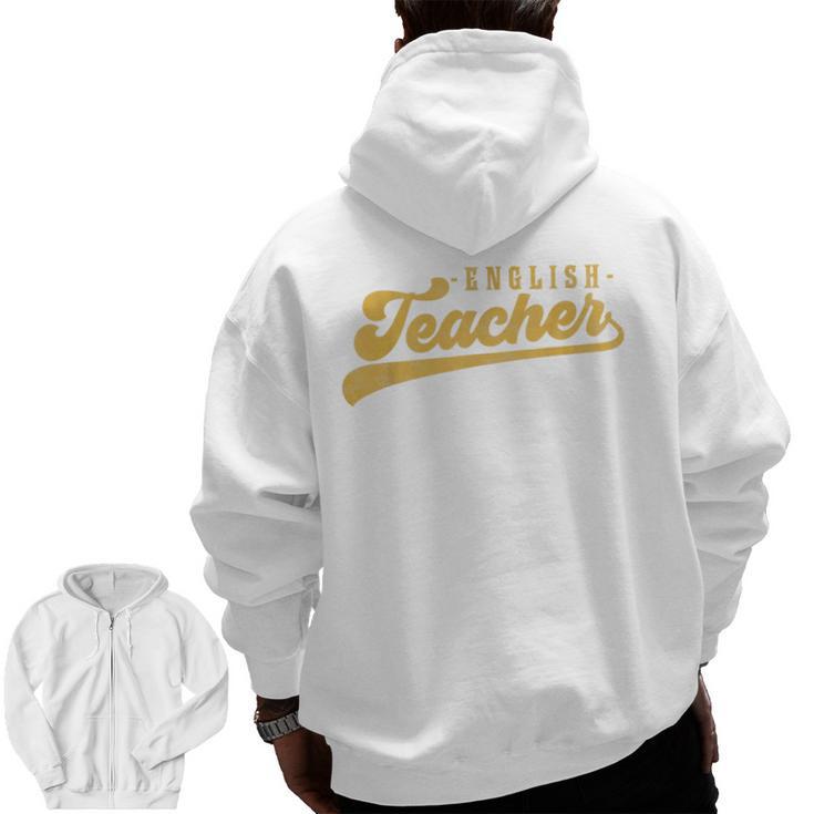 English Teacher Men Women Vintage Graphic English Teacher Men Zip Up Hoodie Back Print