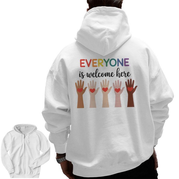 Everyone Is Welcome Here Idaho Teacher Men Zip Up Hoodie Back Print