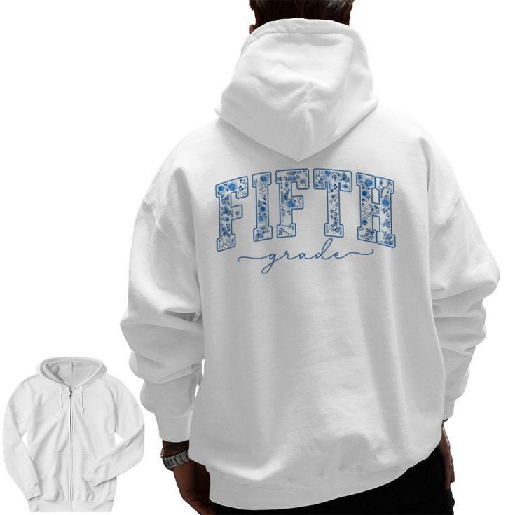 Fifth Grade Toile De Jouy Back To School Teachers Kids Men Zip Up Hoodie Back Print