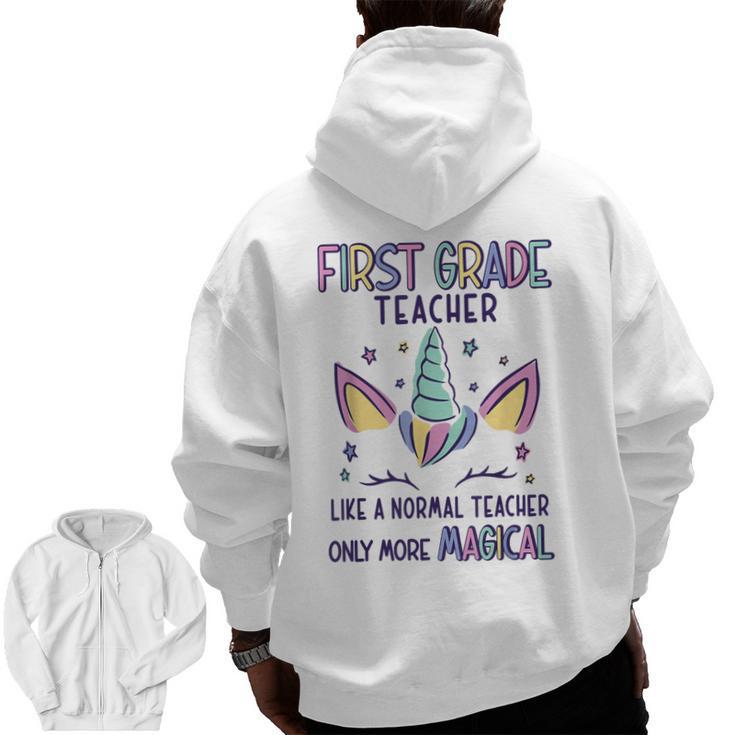 First Grade Teacher Definition Men Zip Up Hoodie Back Print