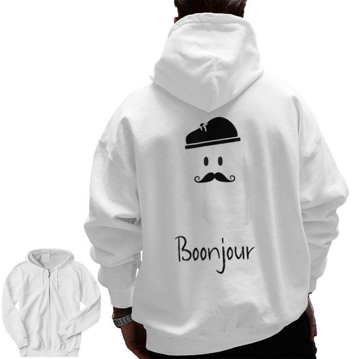 French Teacher Halloween Bonjour Ghost Men Zip Up Hoodie Back Print