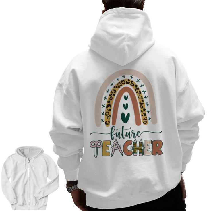 Future Teacher Boho Rainbow Leopard New Grad Student Men Zip Up Hoodie Back Print