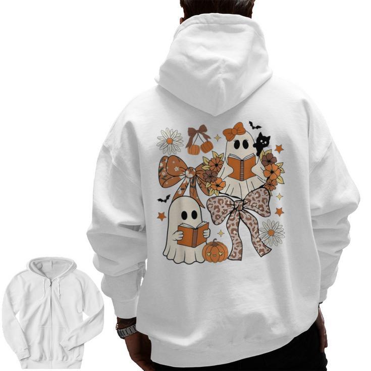 Ghost Reading Books Halloween Bow Spooky Teacher Student Men Zip Up Hoodie Back Print, trending gift Ghost Reading Books Halloween Bow Spooky Teacher Student Men Zip Up Hoodie Back Print, trending gift