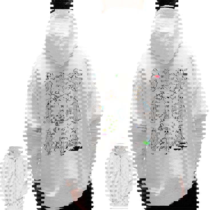 Ghost Science Teacher Chemistry Laboratory Halloween Costume Men Zip Up Hoodie Back Print