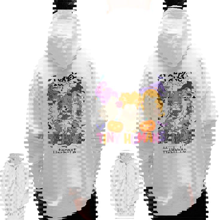 Halloween Teacher Smell a Tiny Human Ghost Spooky Season Men Zip Up Hoodie Back Print