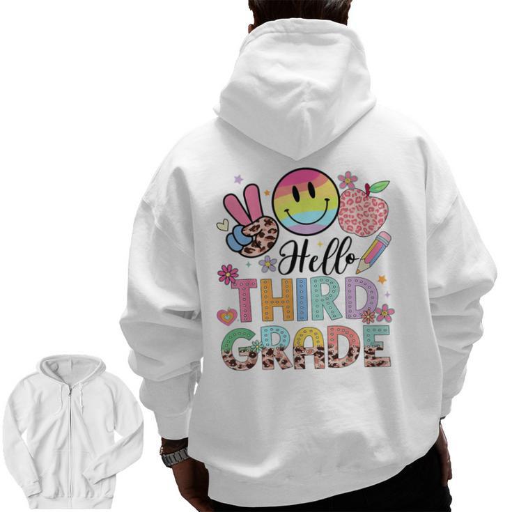Hello 3rd Grade Boy Girl Teacher Back To School 3rd Grade Men Zip Up Hoodie Back Print