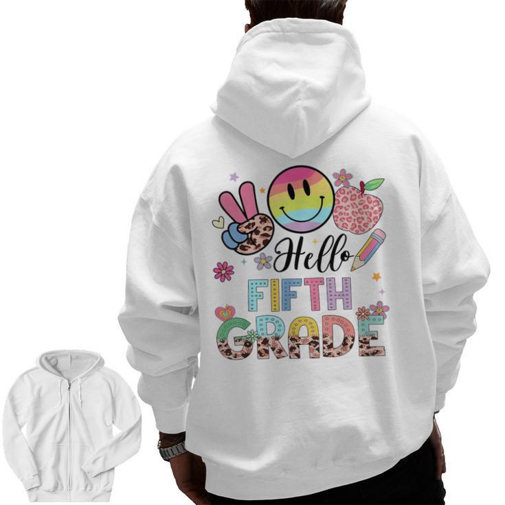 Hello 5th Grade Boy Girl Teacher Back To School 5th Grade Men Zip Up Hoodie Back Print