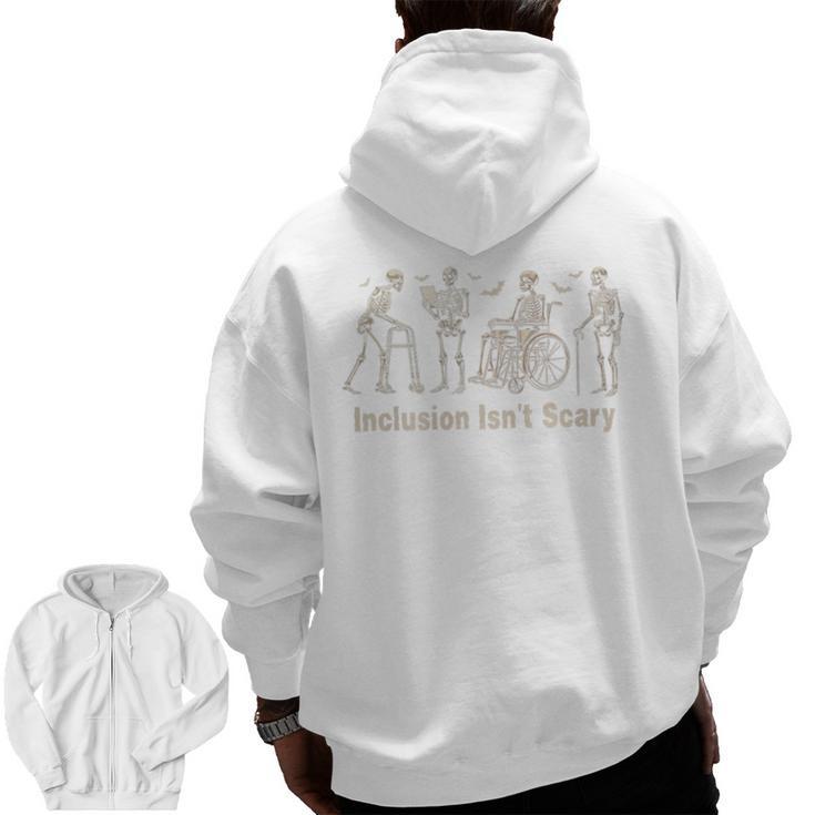 Inclusion Isn't Scary Skeleton Halloween Sped Teacher Premium Tri-Blend Men Zip Up Hoodie Back Print