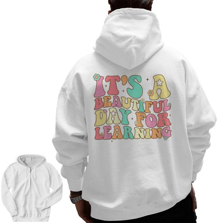 It's Beautiful Day For Learning Retro Teacher Students Women Men Zip Up Hoodie Back Print
