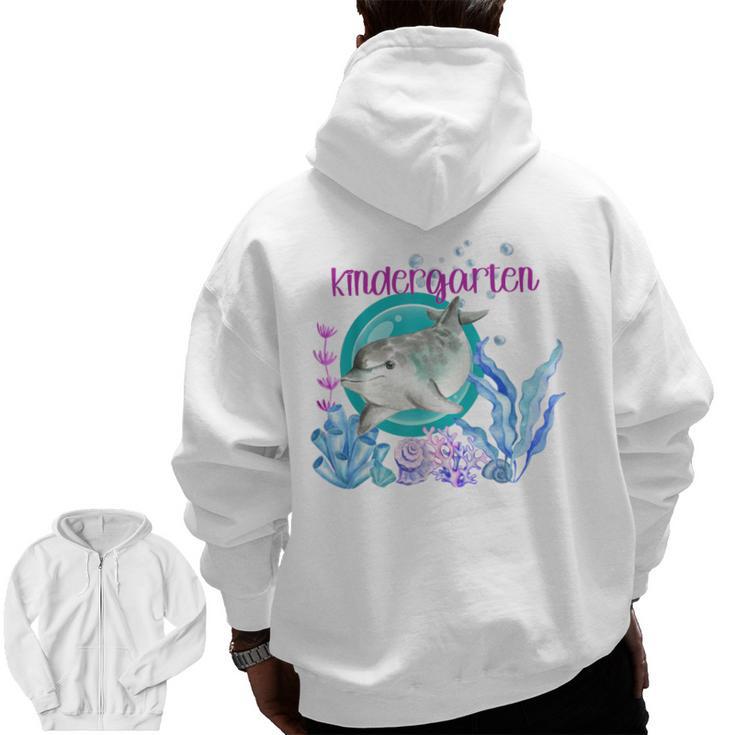 Kindergarten Teacher Dolphin Ocean Life Teaching Team Spirit Men Zip Up Hoodie Back Print