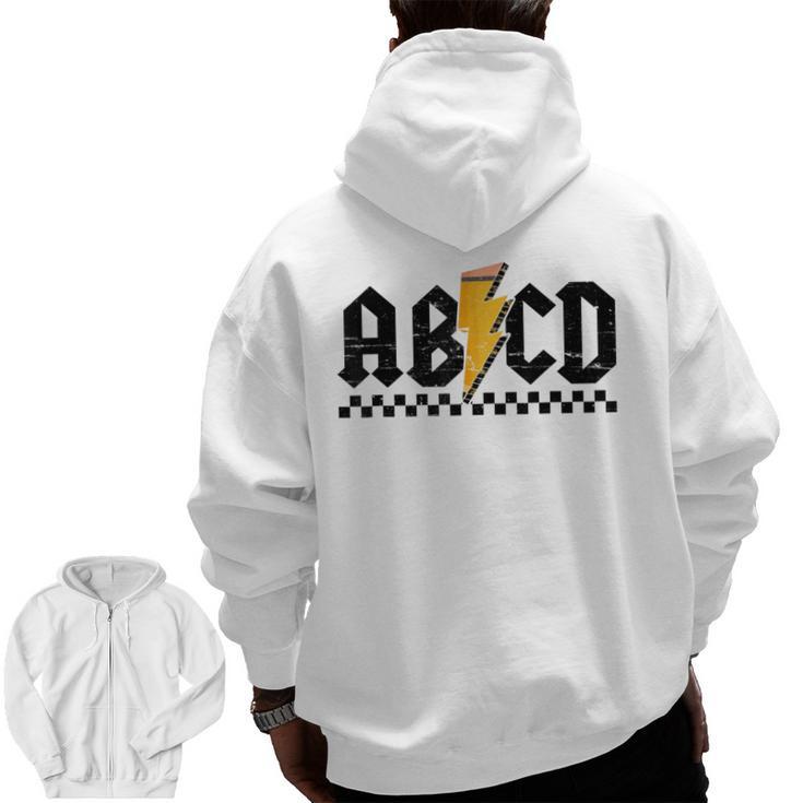 Lightning Pencil Rock'n Roll ABCD Teacher Back To School Kid Men Zip Up Hoodie Back Print
