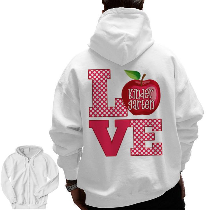Love Kindergarten Cute Apple School Teacher Men Zip Up Hoodie Back Print