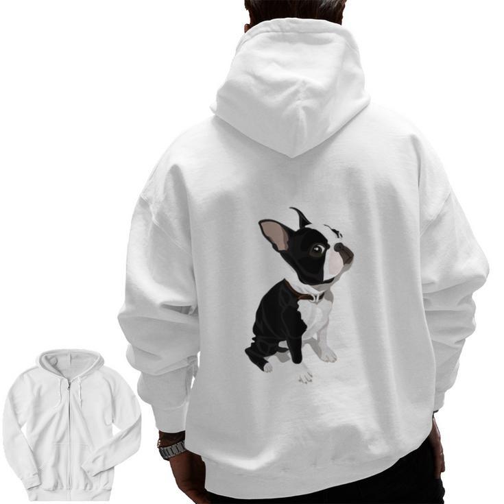 Love NOPE Boston Terrier Dog Lover Men Zip Up Hoodie Back Print