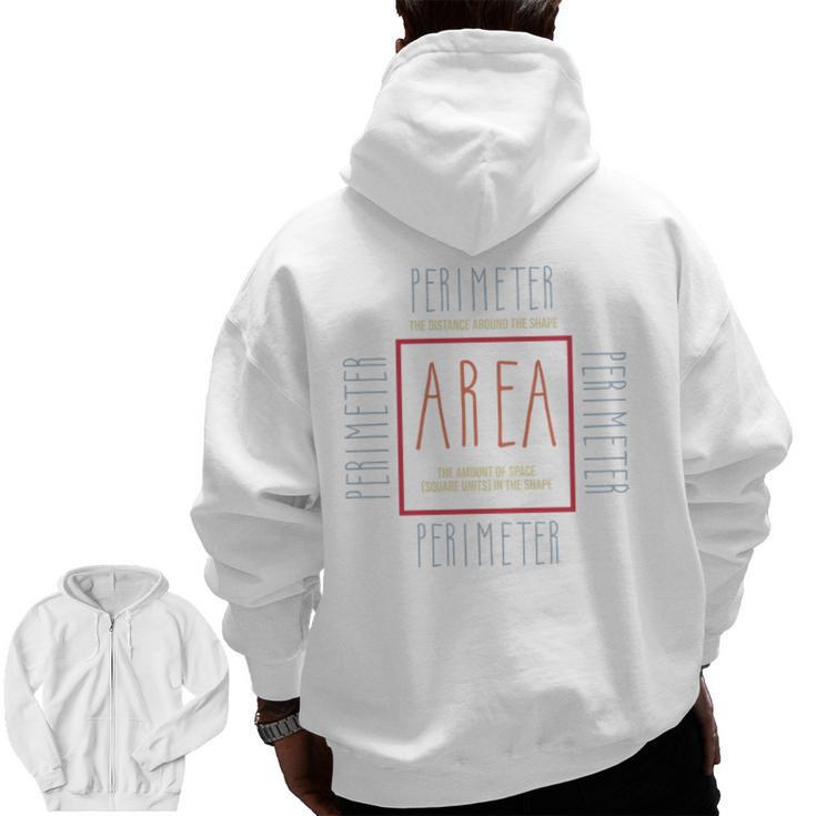 Math Teacher Area Perimeter Cool Math Math Teacher Men Zip Up Hoodie Back Print