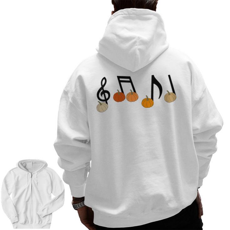 Music Notes Pumpkin Music Teacher Musician Fall Halloween Men Women Kids Men Zip Up Hoodie Back Print