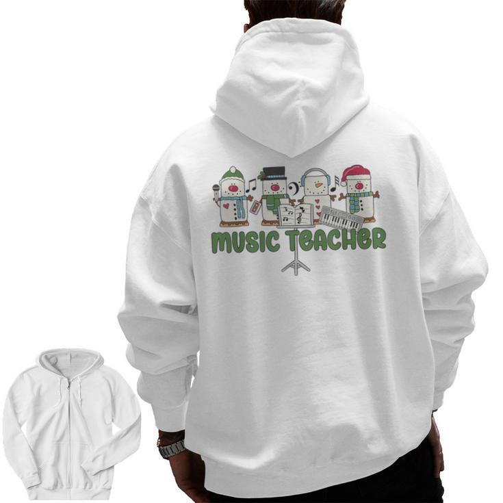 Music Teacher Christmas Holiday Wnter Music Instructor Men Zip Up Hoodie Back Print