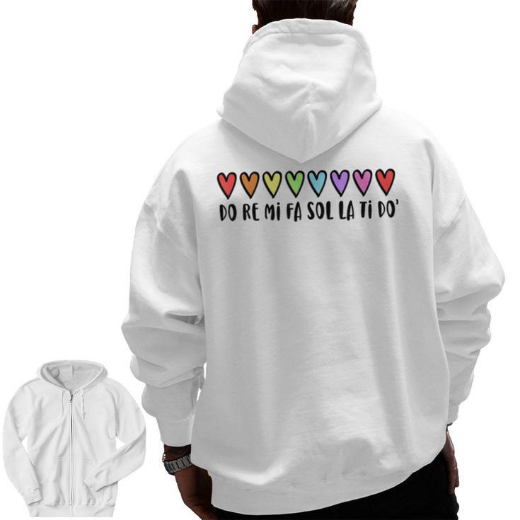 Music Teacher Hearts Music Teaching Men Zip Up Hoodie Back Print